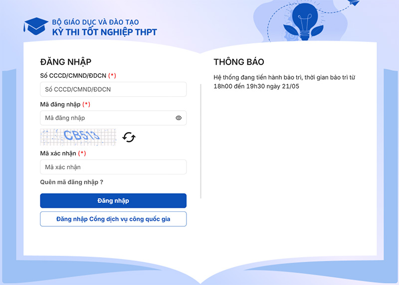 Tra cứu điểm thi THPT online qua website chính thức của Bộ Giáo dục – Đào tạo